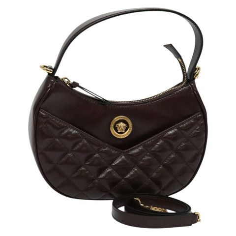 VERSACE 肩背包 皮革 2 使用 棕金色 正品 130287