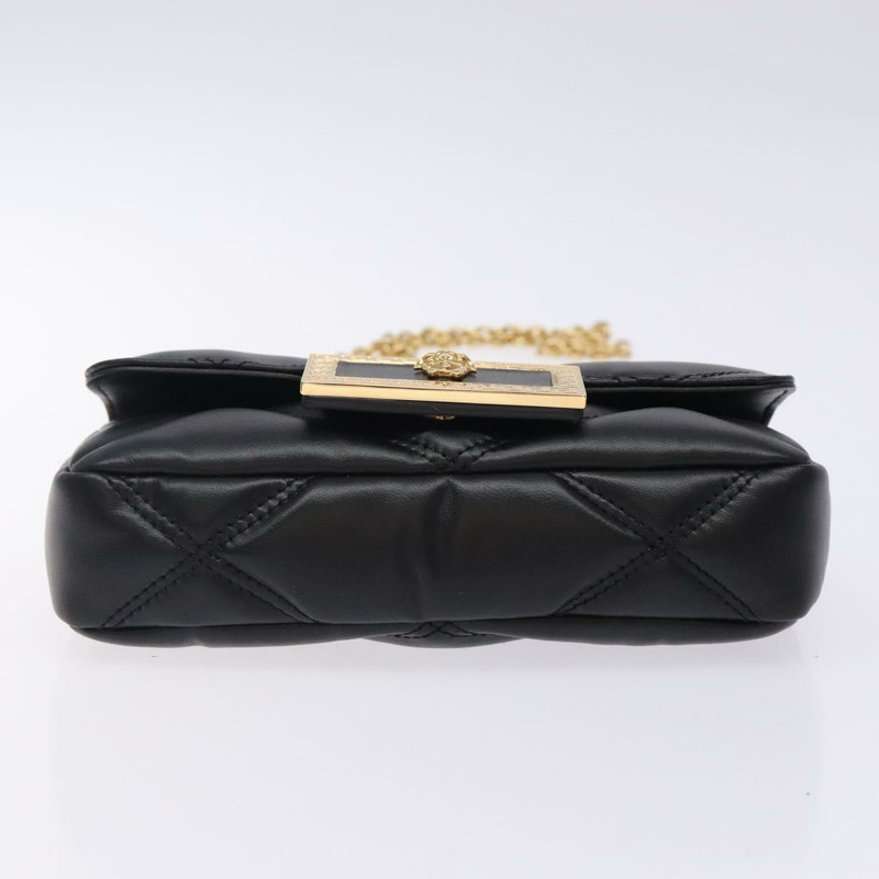 【日本直送】VERSACE 鏈條單肩包 皮革 黑金 正品 130278-4
