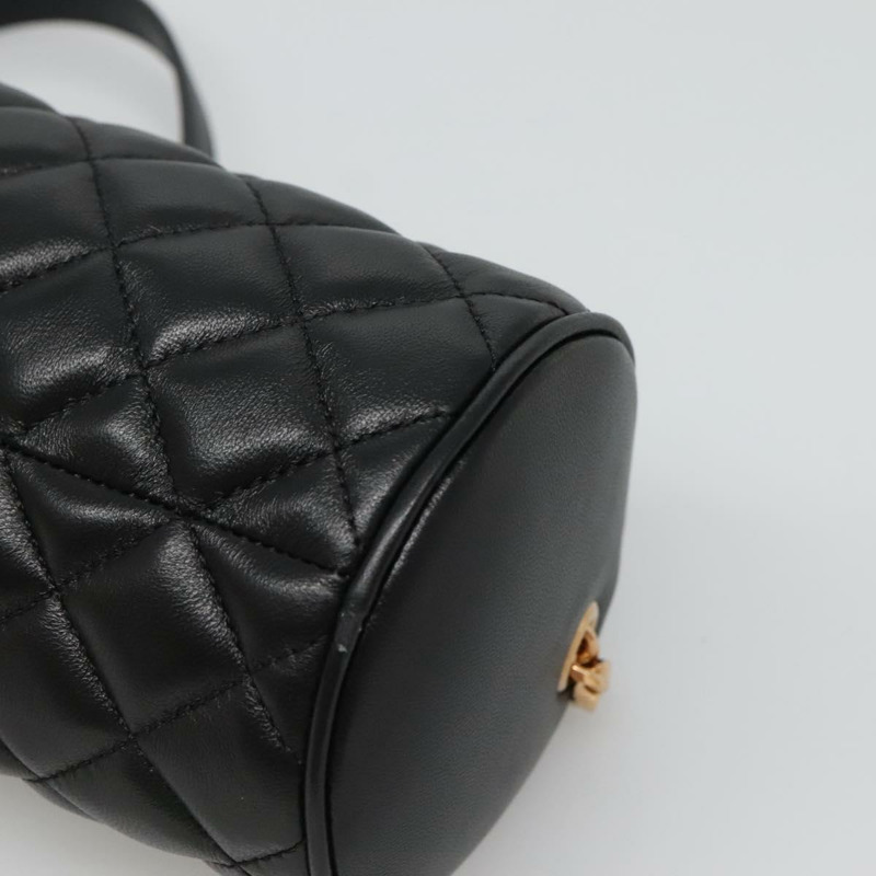 【日本直送】VERSACE 鏈條單肩包 皮革 黑金 正品 130255-7