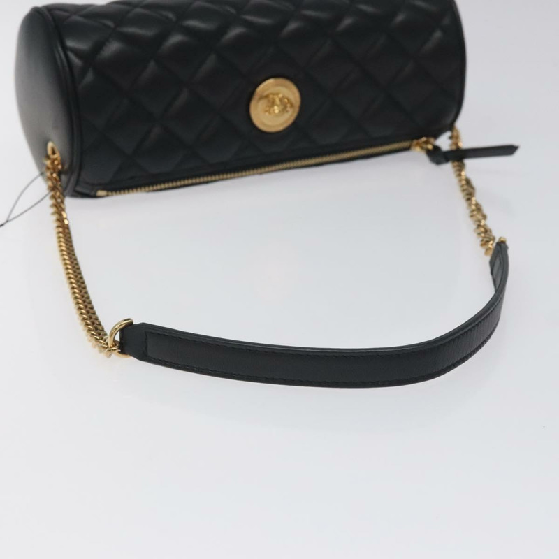 【日本直送】VERSACE 鏈條單肩包 皮革 黑金 正品 130254-6