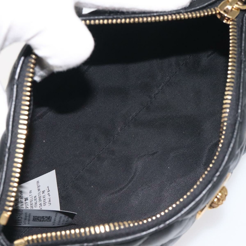 【日本直送】VERSACE 鏈條單肩包 皮革 黑金 正品 130254-10