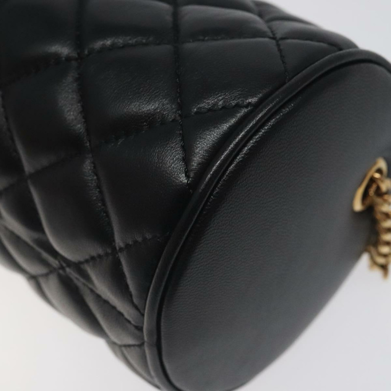 【日本直送】VERSACE 鏈條單肩包 皮革 黑金 正品 130254-15