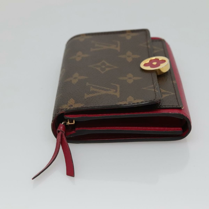【日本直送】路易威登 Monogram Portefeuille Flor 緊湊型皮夾紫紅色 M64588 LV 128881-3