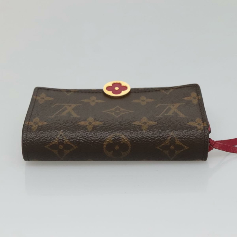 【日本直送】路易威登 Monogram Portefeuille Flor 緊湊型皮夾紫紅色 M64588 LV 128881-4