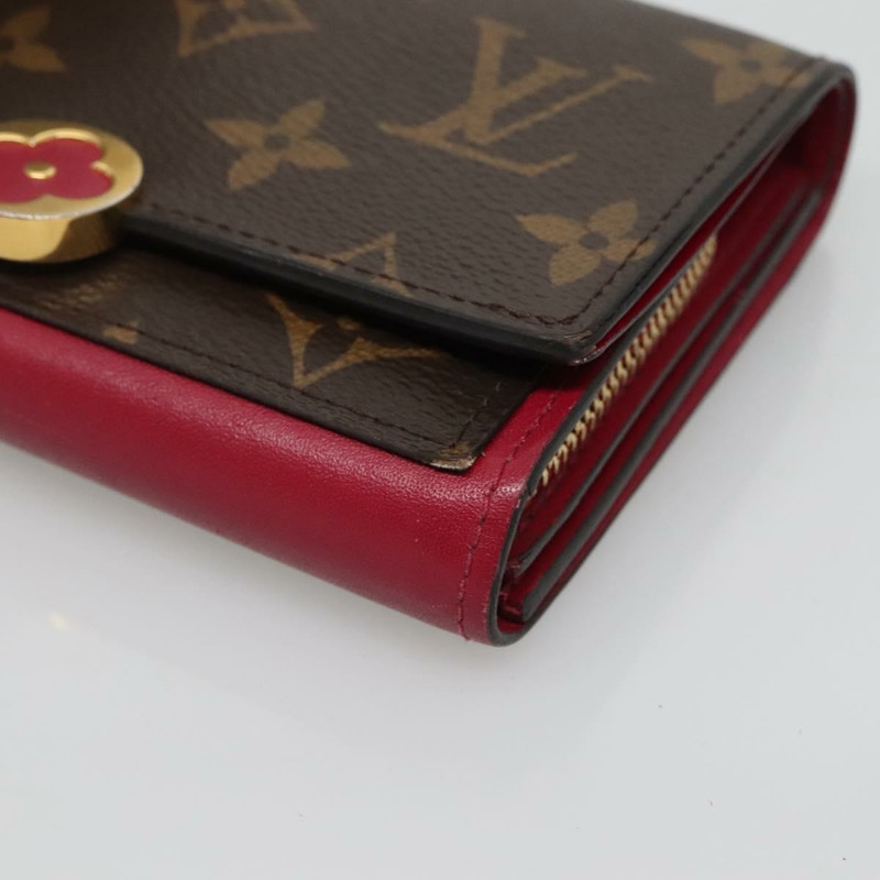 【日本直送】路易威登 Monogram Portefeuille Flor 緊湊型皮夾紫紅色 M64588 LV 128881-6