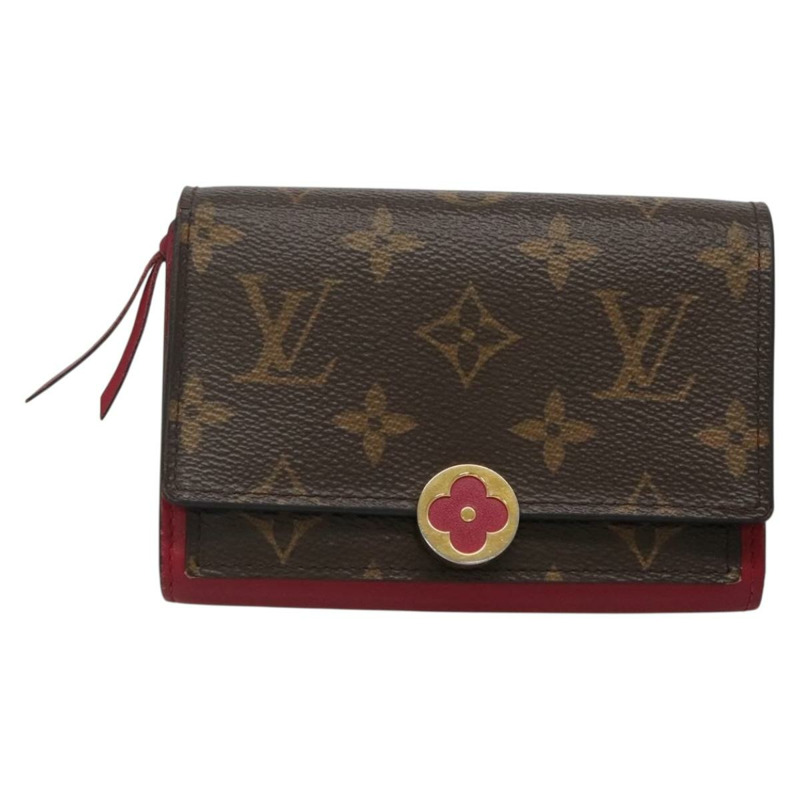 【日本直送】路易威登 Monogram Portefeuille Flor 緊湊型皮夾紫紅色 M64588 LV 128881-12