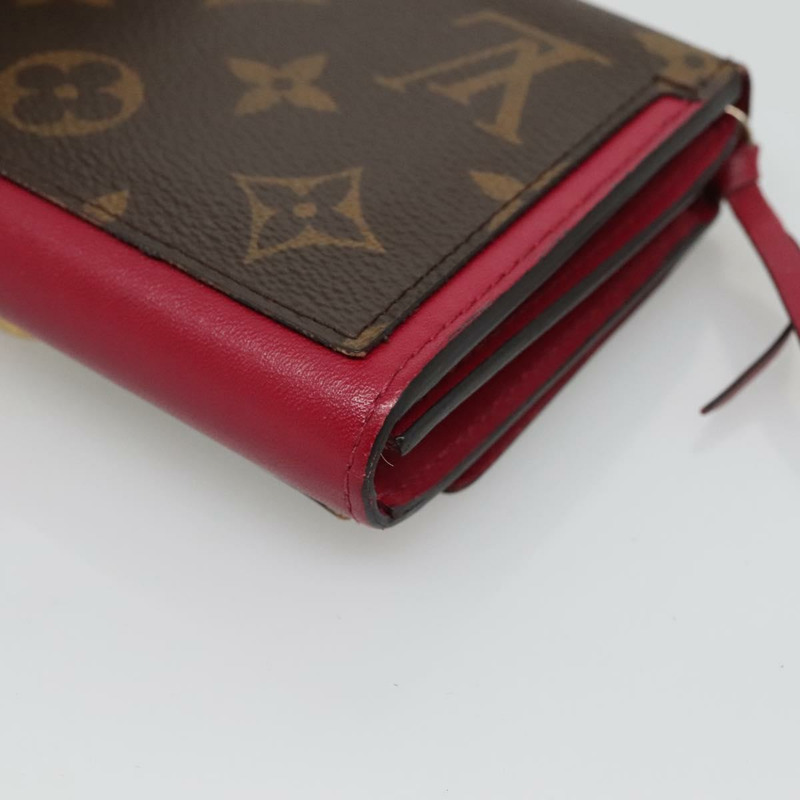 【日本直送】路易威登 Monogram Portefeuille Flor 緊湊型皮夾紫紅色 M64588 LV 128881-14