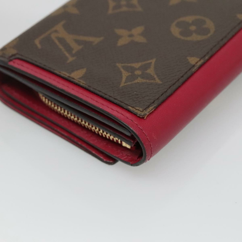 【日本直送】路易威登 Monogram Portefeuille Flor 緊湊型皮夾紫紅色 M64588 LV 128881-15