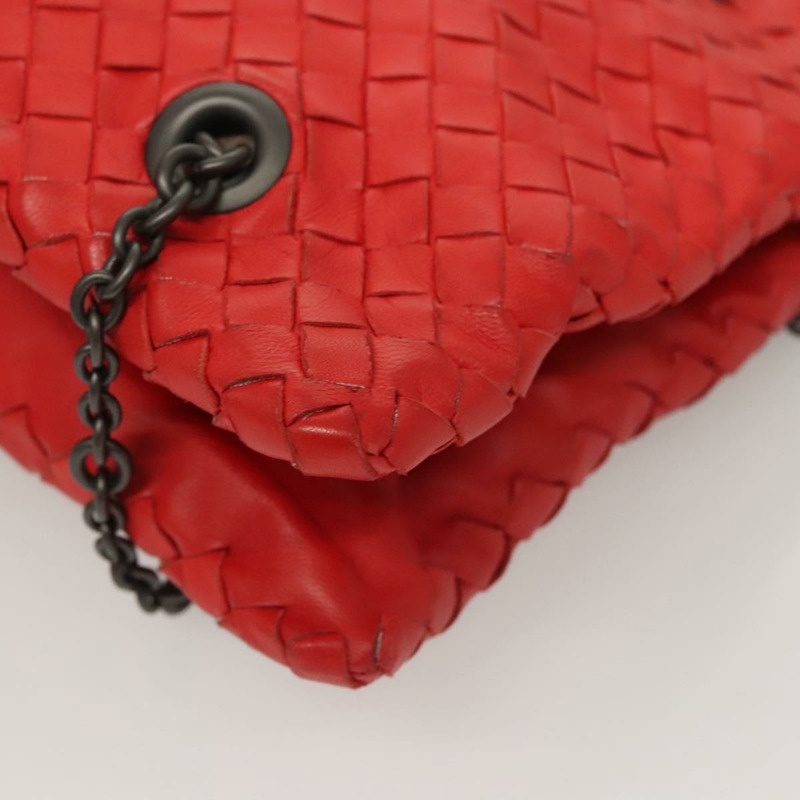 【日本直送】BOTTEGA VENETA INTRECCIATO 鏈條肩背包 皮革 紅色 正品 131699-13