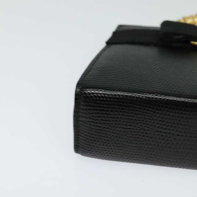 【日本直送】Salvatore Ferragamo Vala 鏈條單肩包 皮革壓花 黑色 正品 132311-7