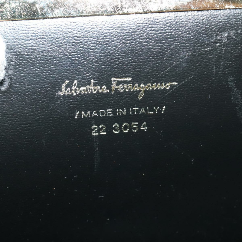 【日本直送】Salvatore Ferragamo Vala 鏈條單肩包 皮革壓花 黑色 正品 132311-11