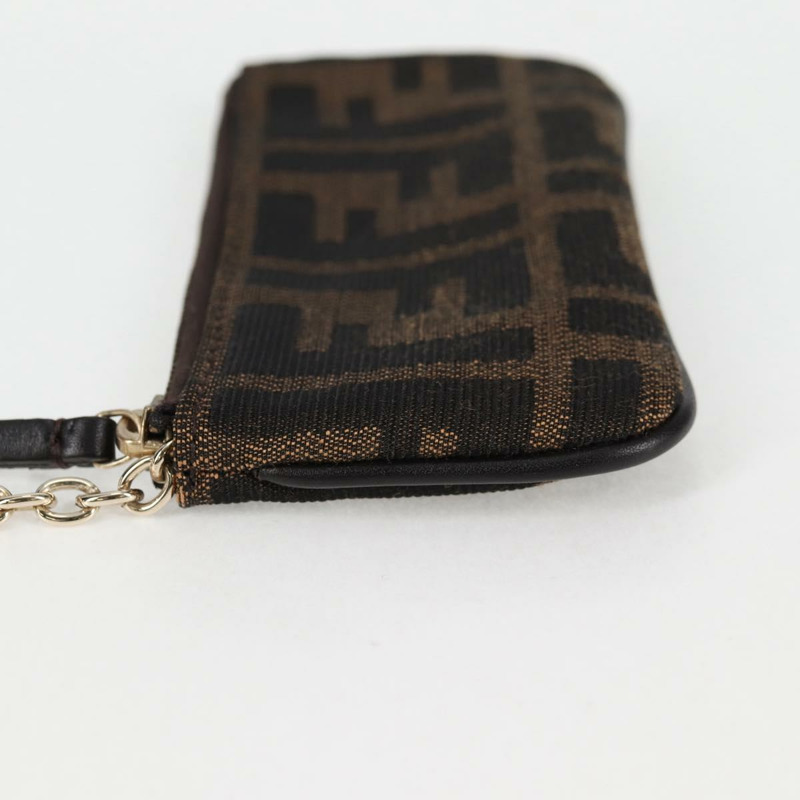 【日本直送】FENDI Zucca 帆布零錢包 棕色 黑金 正品 132010V-2