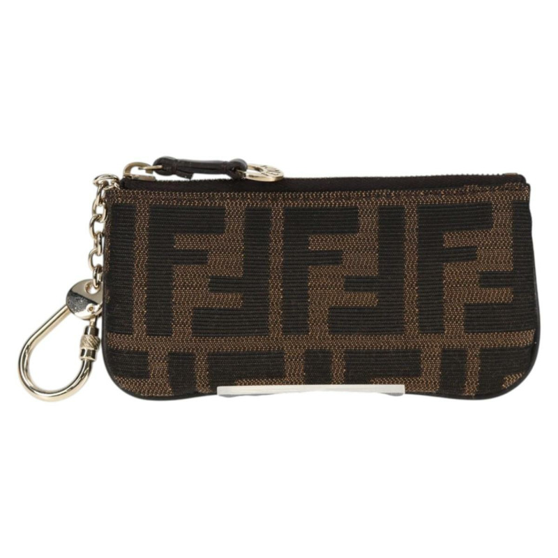 【日本直送】FENDI Zucca 帆布零錢包 棕色 黑金 正品 132010V-12