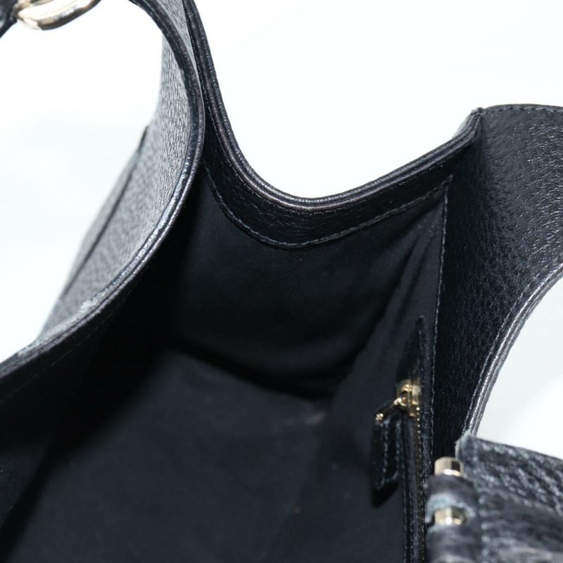 【日本直送】GUCCI 手提包 皮革 黑色 銀色 130995 正品 132027V-18