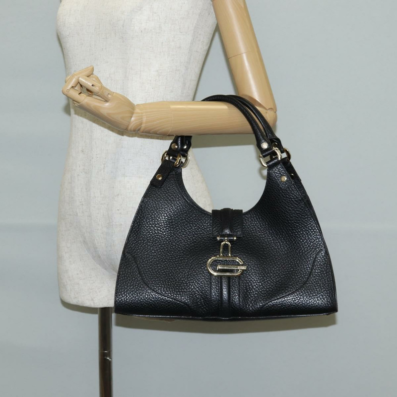 【日本直送】GUCCI 手提包 皮革 黑色 銀色 130995 正品 132027V-21
