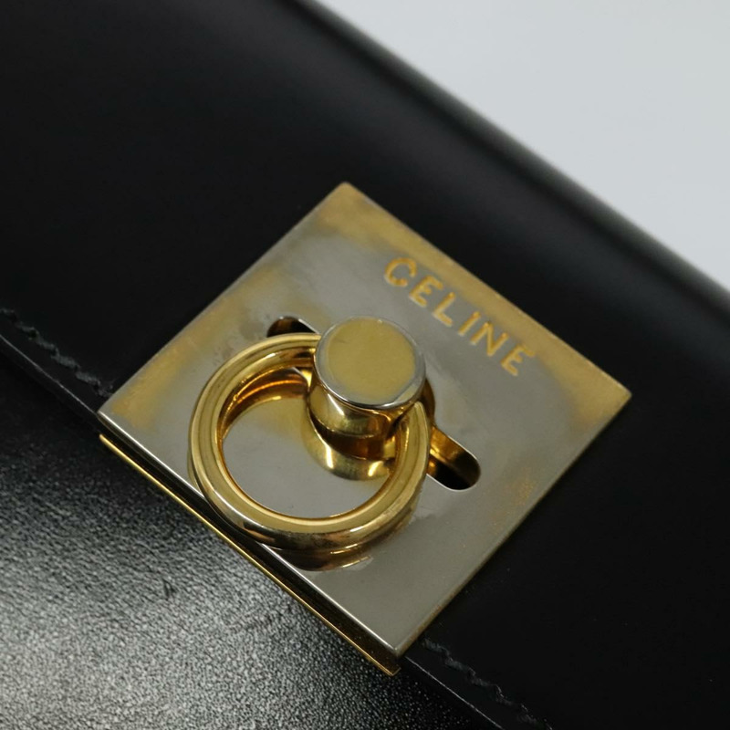 【日本直送】CELINE 手提包 皮革 2way 黑色 金色 Auth 132617-8