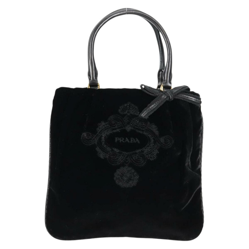 【日本直送】PRADA 手提包 Velor 黑金 正品 132428V-12