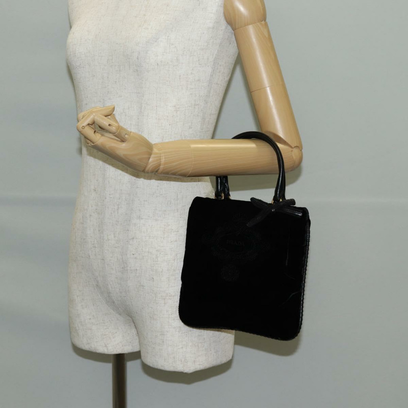 【日本直送】PRADA 手提包 Velor 黑金 正品 132428V-21