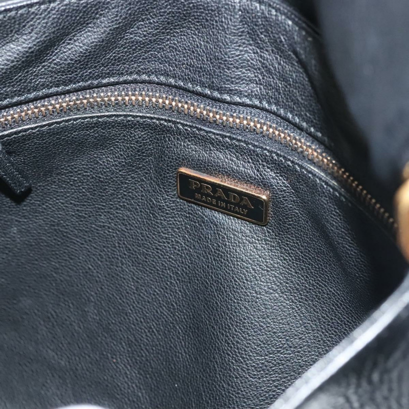 【日本直送】PRADA 鏈條單肩包 皮革 黑色 金色 正品 132747V-20