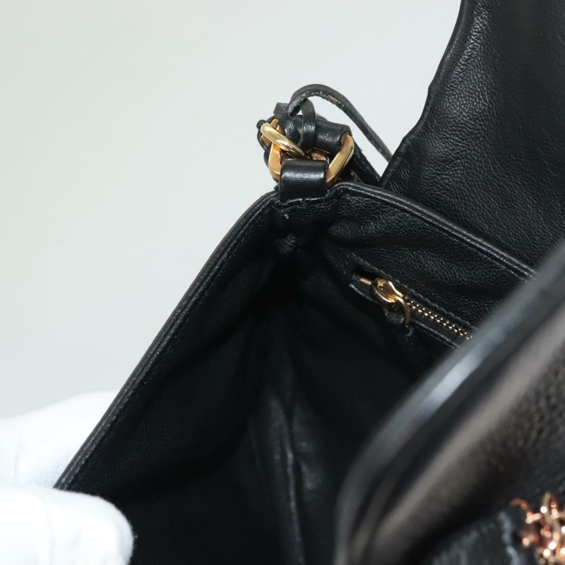 【日本直送】PRADA 鏈條單肩包 皮革 黑色 金色 正品 132747V-21