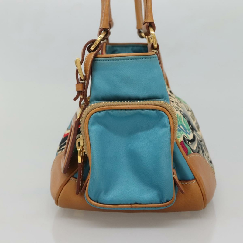 【日本直送】PRADA 手提包 帆布 海軍藍 金色 正品 132825V-3