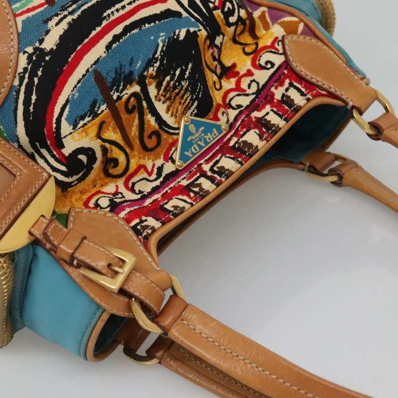 【日本直送】PRADA 手提包 帆布 海軍藍 金色 正品 132825V-5