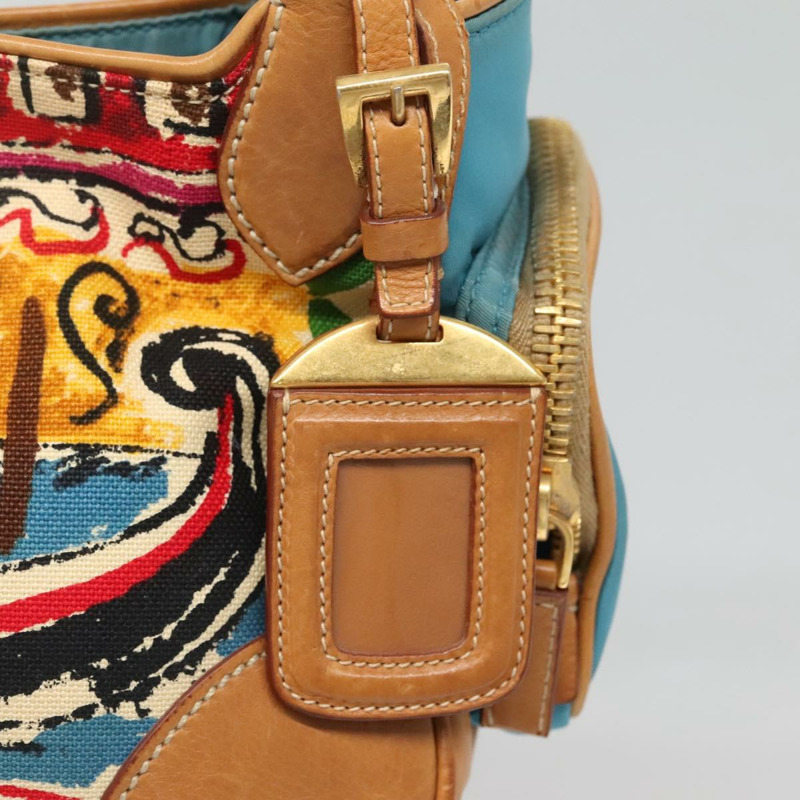 【日本直送】PRADA 手提包 帆布 海軍藍 金色 正品 132825V-8