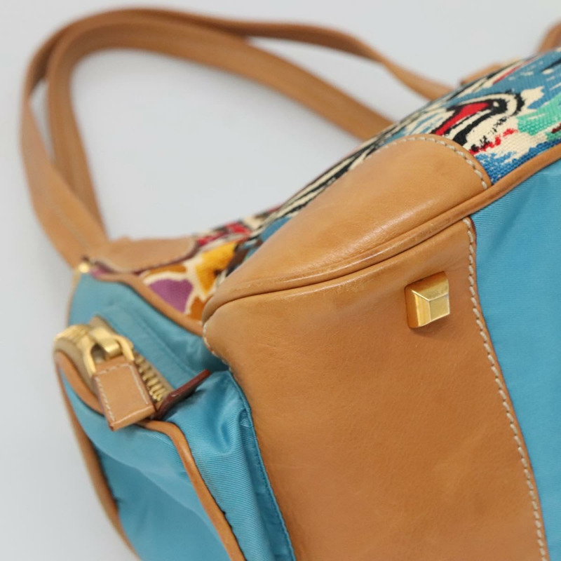【日本直送】PRADA 手提包 帆布 海軍藍 金色 正品 132825V-14