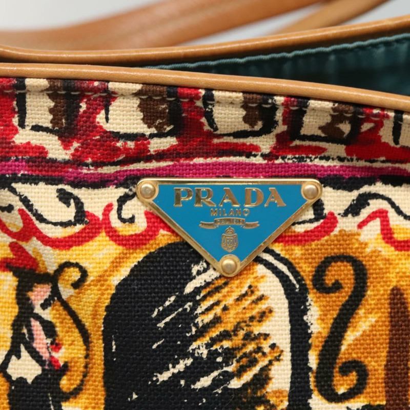 【日本直送】PRADA 手提包 帆布 海軍藍 金色 正品 132825V-17