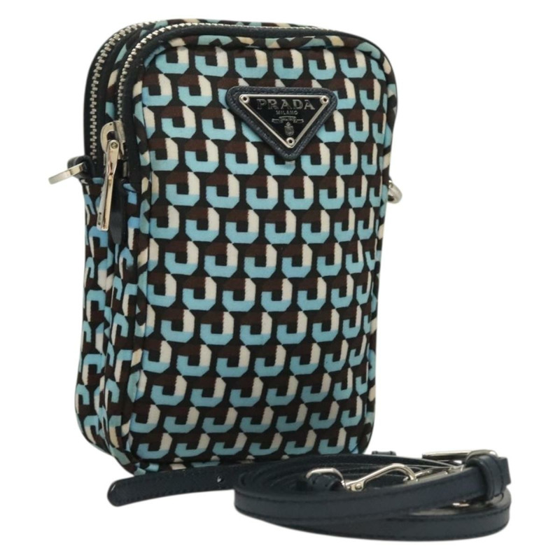 【日本直送】PRADA 尼龍藍銀色單肩包 正品 133036-0