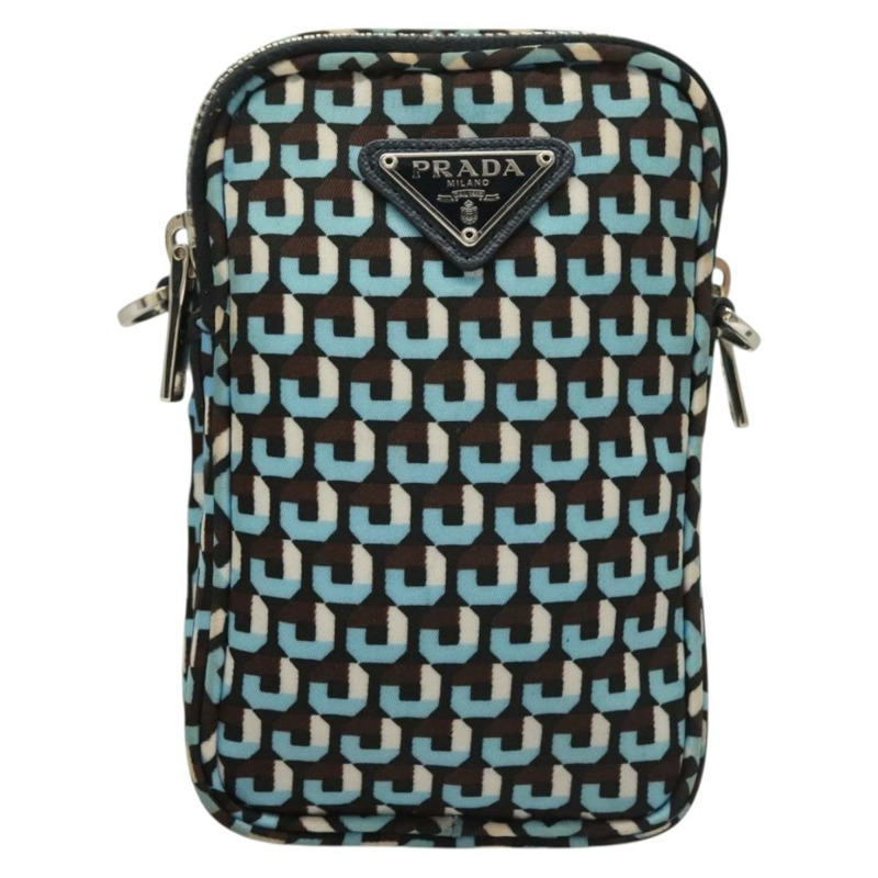 【日本直送】PRADA 尼龍藍銀色單肩包 正品 133036-12