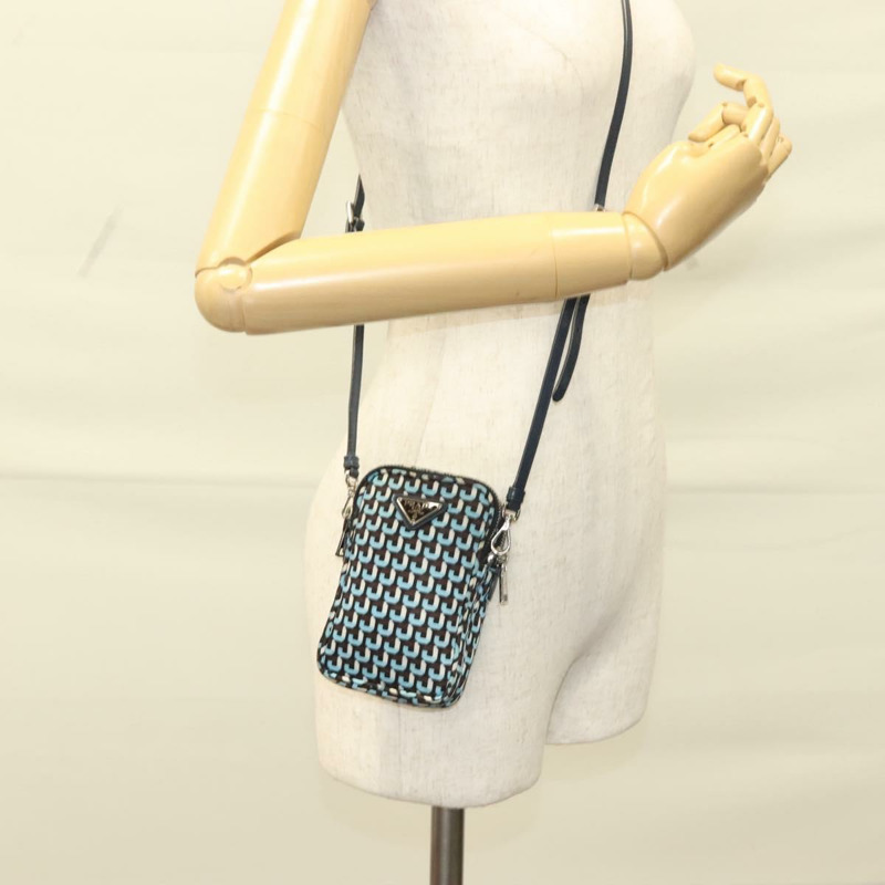 【日本直送】PRADA 尼龍藍銀色單肩包 正品 133036-22