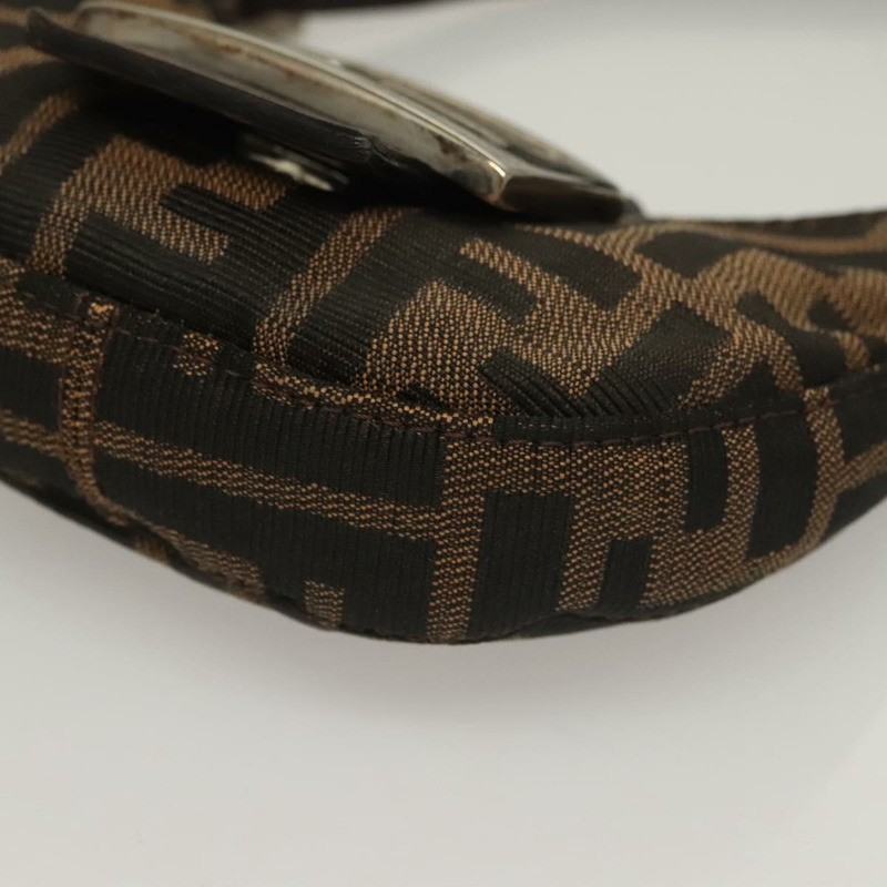 【日本直送】FENDI Zucca帆布迷你牛角麵包手提包 黑色 棕色 銀色 正品 133195-14