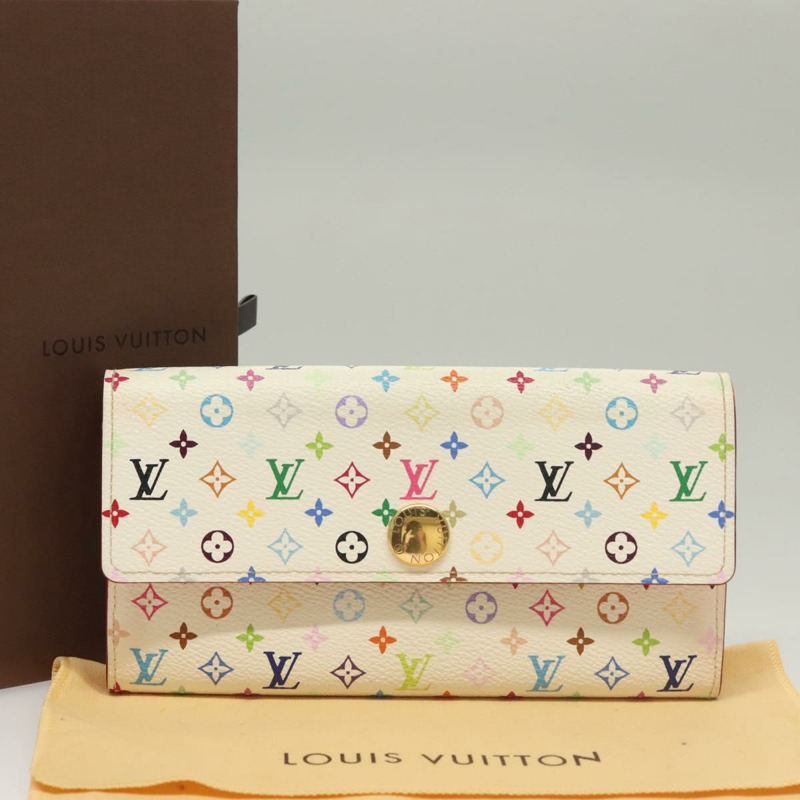【日本直送】路易威登 Multicolor Portefeuille Sarah 錢包 白色 M93532 LV Auth 133177-11