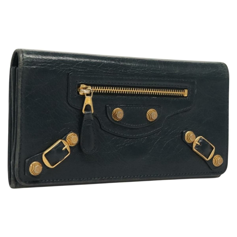 【日本直送】BALENCIAGA Giant Money 長版皮夾 皮革 海軍藍 233599 正品 133180-0