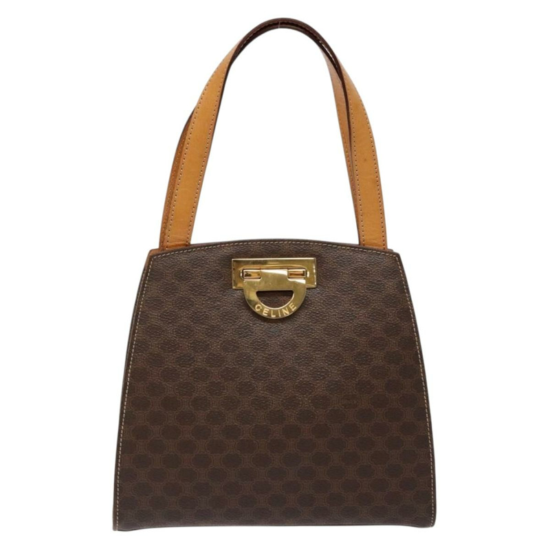 【日本直送】CELINE Macadam帆布手提包 PVC皮革 棕色 金色 正品 134810-12