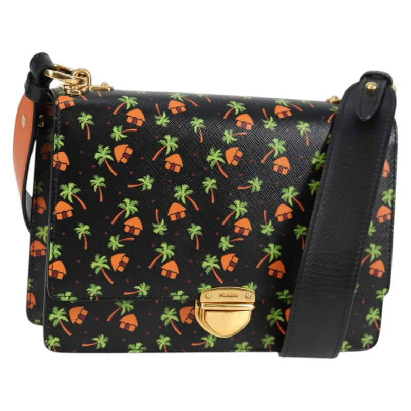 【日本直送】PRADA 黑色金色皮革肩背包，正品編號 134572V-0