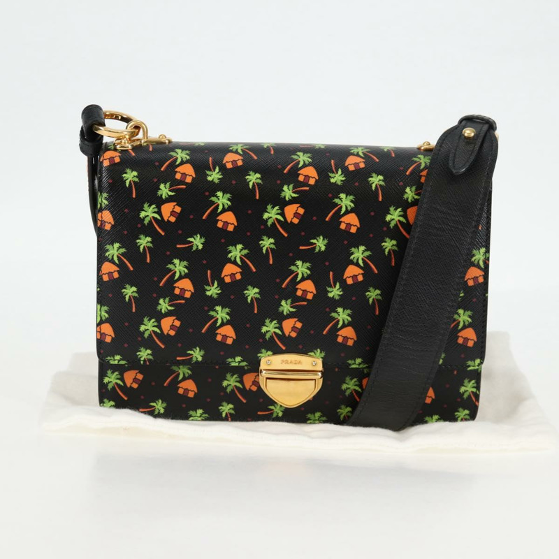 【日本直送】PRADA 黑色金色皮革肩背包，正品編號 134572V-11