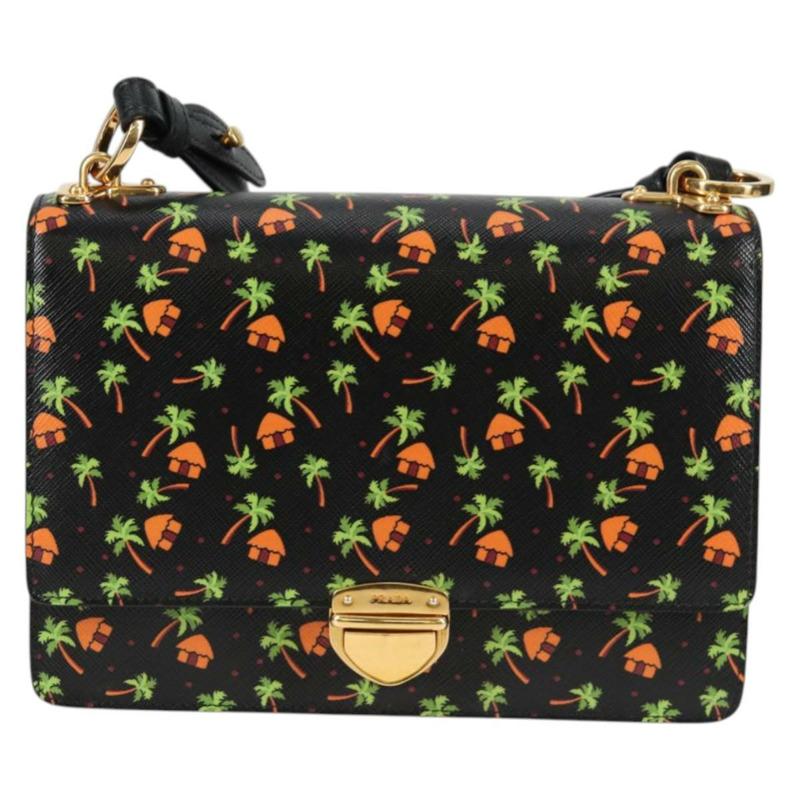 【日本直送】PRADA 黑色金色皮革肩背包，正品編號 134572V-12