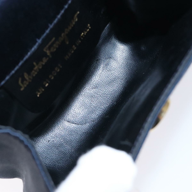 【日本直送】Salvatore Ferragamo Gancini 手提包 緞面海軍藍金色 正品 134768-10