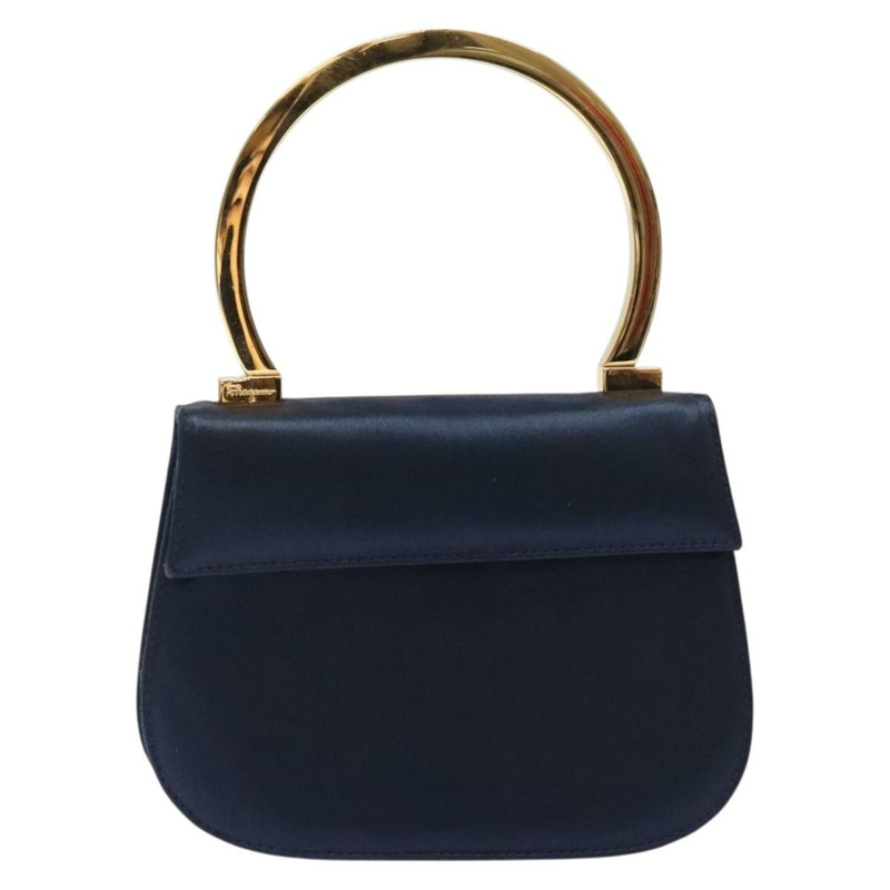 【日本直送】Salvatore Ferragamo Gancini 手提包 緞面海軍藍金色 正品 134768-12