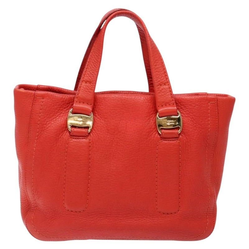 【日本直送】Salvatore Ferragamo Vala 手提包 皮革 紅色 金色 正品 133749-1