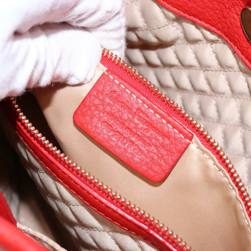 【日本直送】Salvatore Ferragamo Vala 手提包 皮革 紅色 金色 正品 133749-11