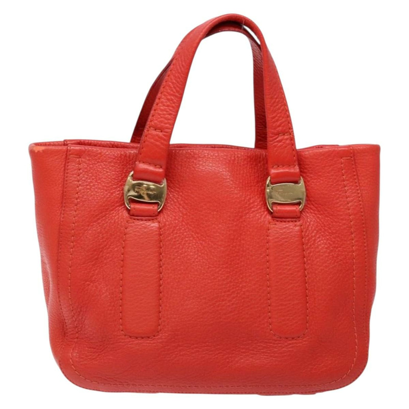 【日本直送】Salvatore Ferragamo Vala 手提包 皮革 紅色 金色 正品 133749-12