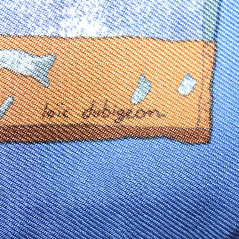 【日本直送】HERMES Carre 45 圍巾「PERSONA」絲綢藍色正品 135500-5