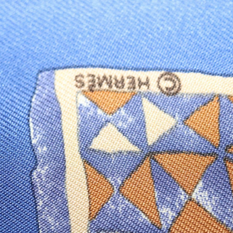 【日本直送】HERMES Carre 45 圍巾「PERSONA」絲綢藍色正品 135500-6