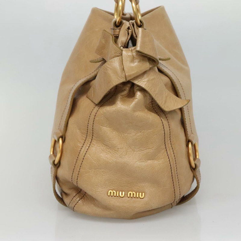 【日本直送】Miu Miu 肩背包 皮革 米色 金色 正品 133844-2
