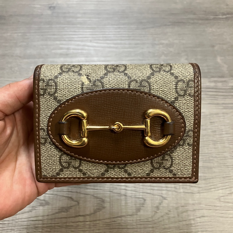 （售出）GUCCI 621887 Horsebit 1955 馬銜扣 對開 短夾 皮夾 錢包 零錢包 原花 提花 老花-5