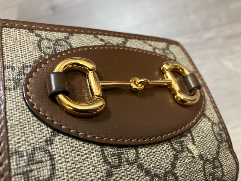（售出）GUCCI 621887 Horsebit 1955 馬銜扣 對開 短夾 皮夾 錢包 零錢包 原花 提花 老花-19