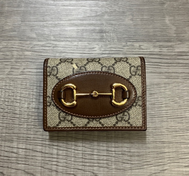 （售出）GUCCI 621887 Horsebit 1955 馬銜扣 對開 短夾 皮夾 錢包 零錢包 原花 提花 老花-2